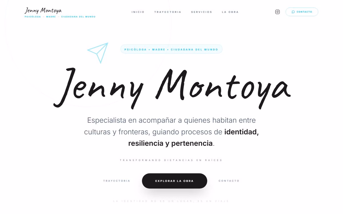 Portada del sitio de Jenny Montoya, psicóloga y autora
